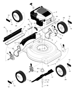 Mower Housing Assembly Diagram and Parts List for 204110X52B 2005 Briggs and Stratton Lawn Mower